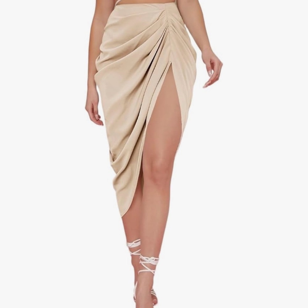 Elegant Cream Draped Skirt